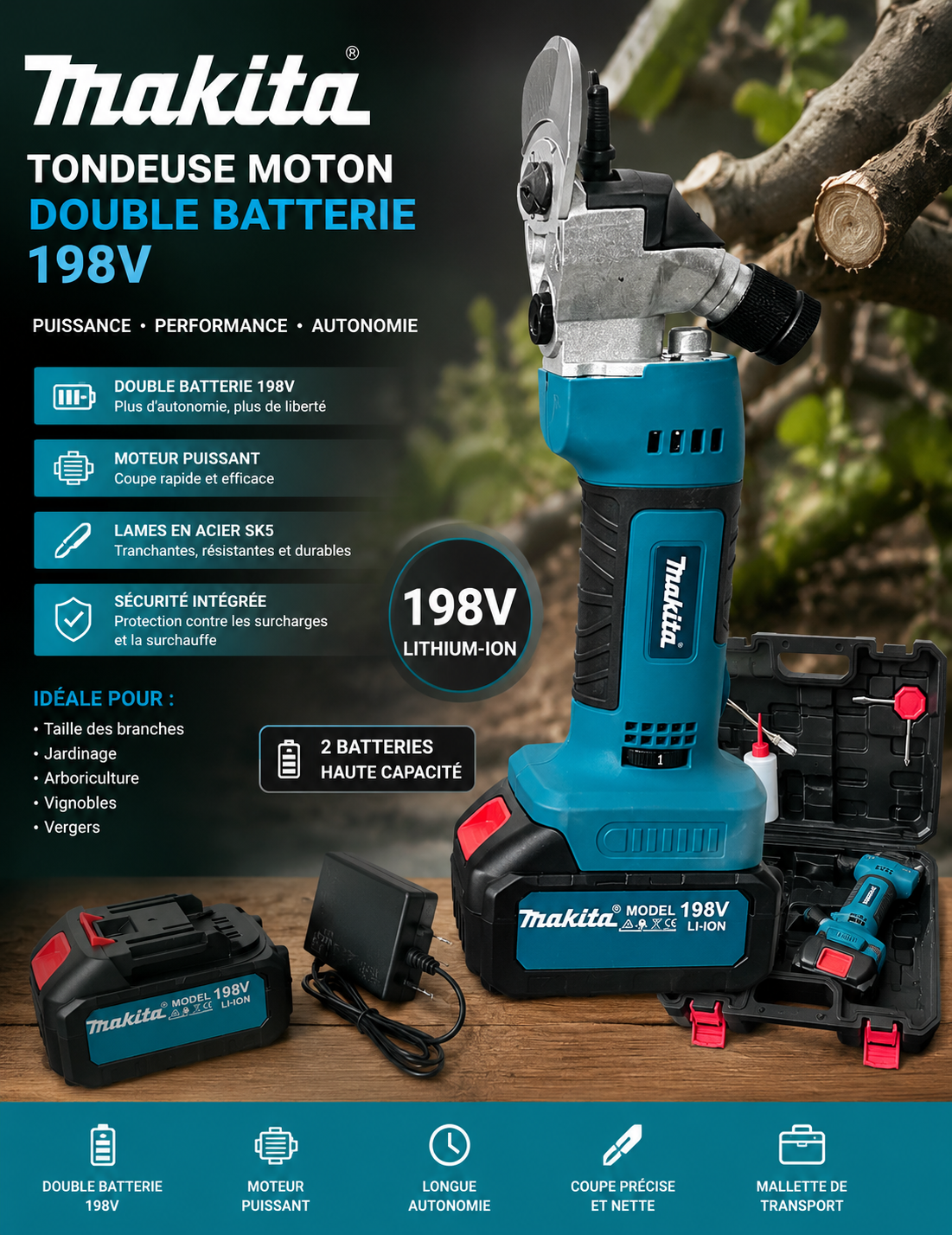 Tondeuse MAKITA 198 v
