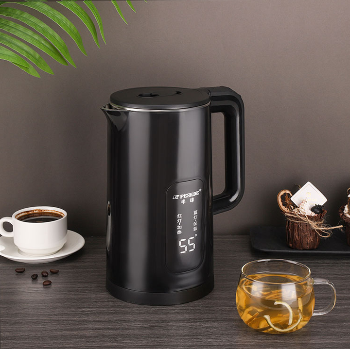 2L Stainless Steel Electric Kettle with LED Temperature Control and Smart Boiling