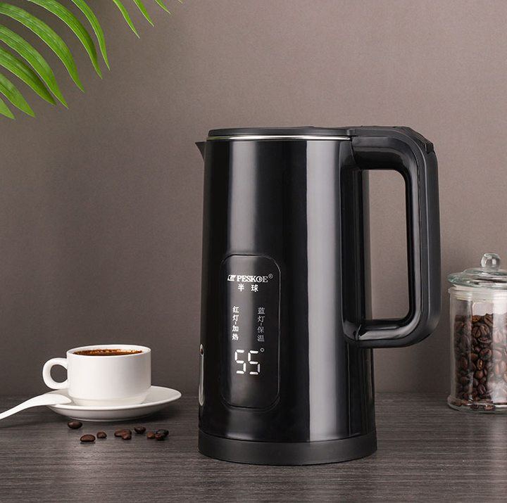 2L Stainless Steel Electric Kettle with LED Temperature Control and Smart Boiling