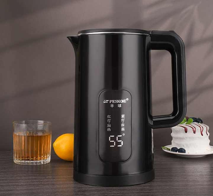 2L Stainless Steel Electric Kettle with LED Temperature Control and Smart Boiling