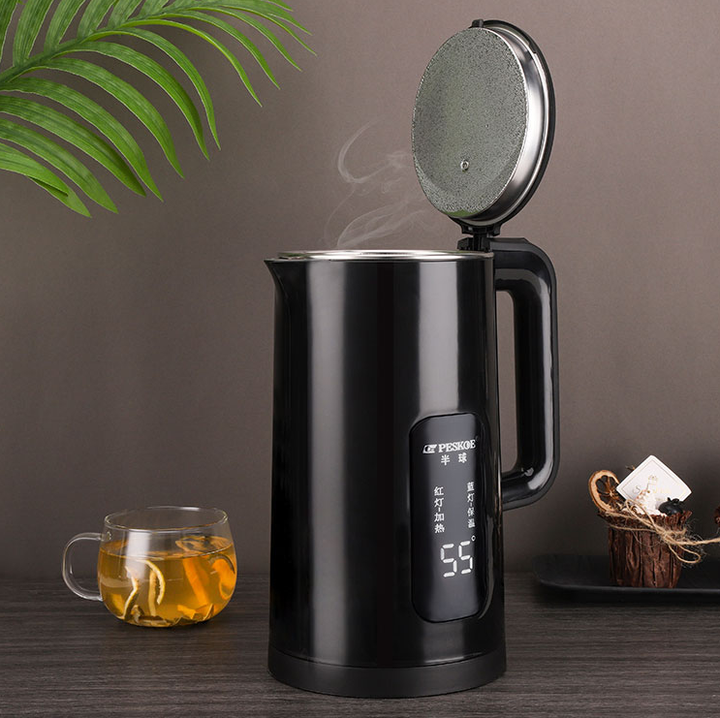 2L Stainless Steel Electric Kettle with LED Temperature Control and Smart Boiling