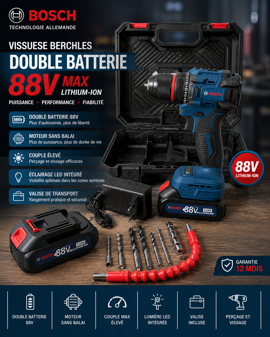 Perceuse-visseuse brushless BOSCH 88 v