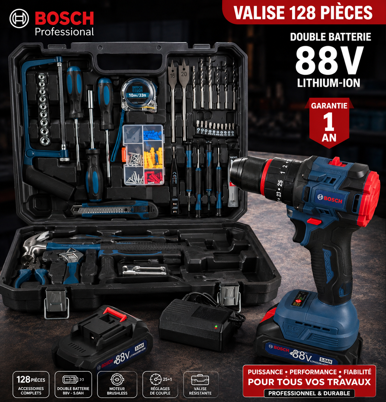 Valise 128 pacies BOSCH berchles